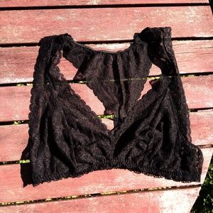 Victoria's Secret Rose Bralette Plunge Black Lace